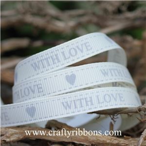 Wedding Owl Ribbon - With Love Bridal White